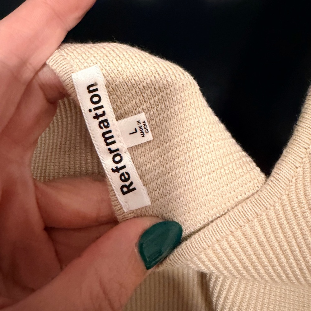 Reformation Cream Ribbed Tank Top - Picture 5 of 6